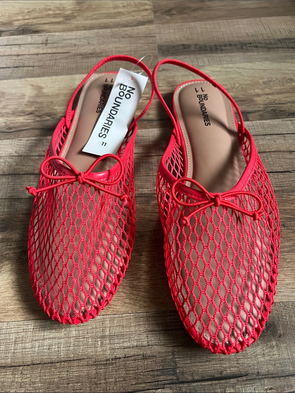 New No Boundaries Bright Red Mesh Slingback Mules size 11